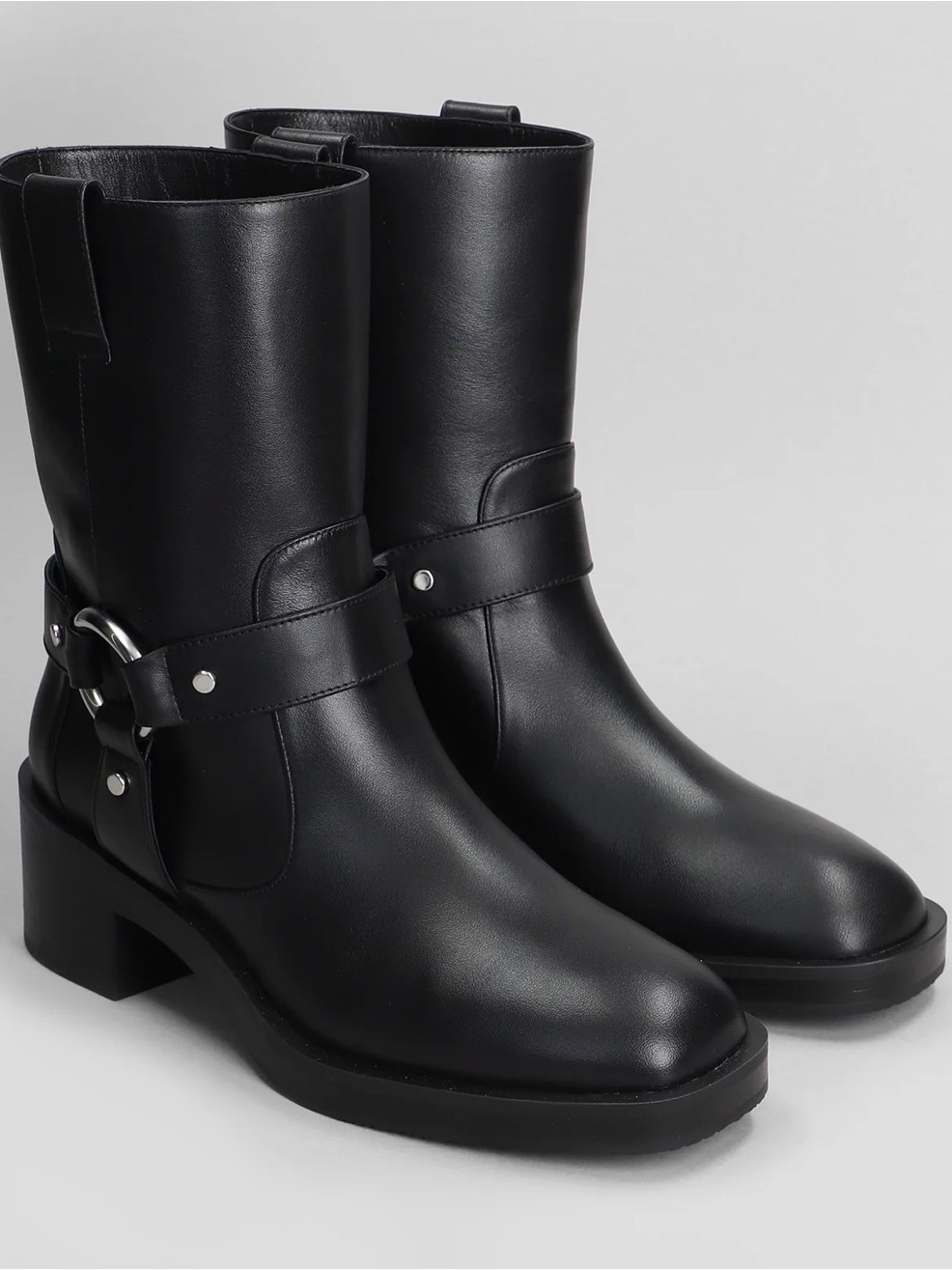 Stuart Weitzman Jax Harness Black Cow Leather Moto Boots Nwt